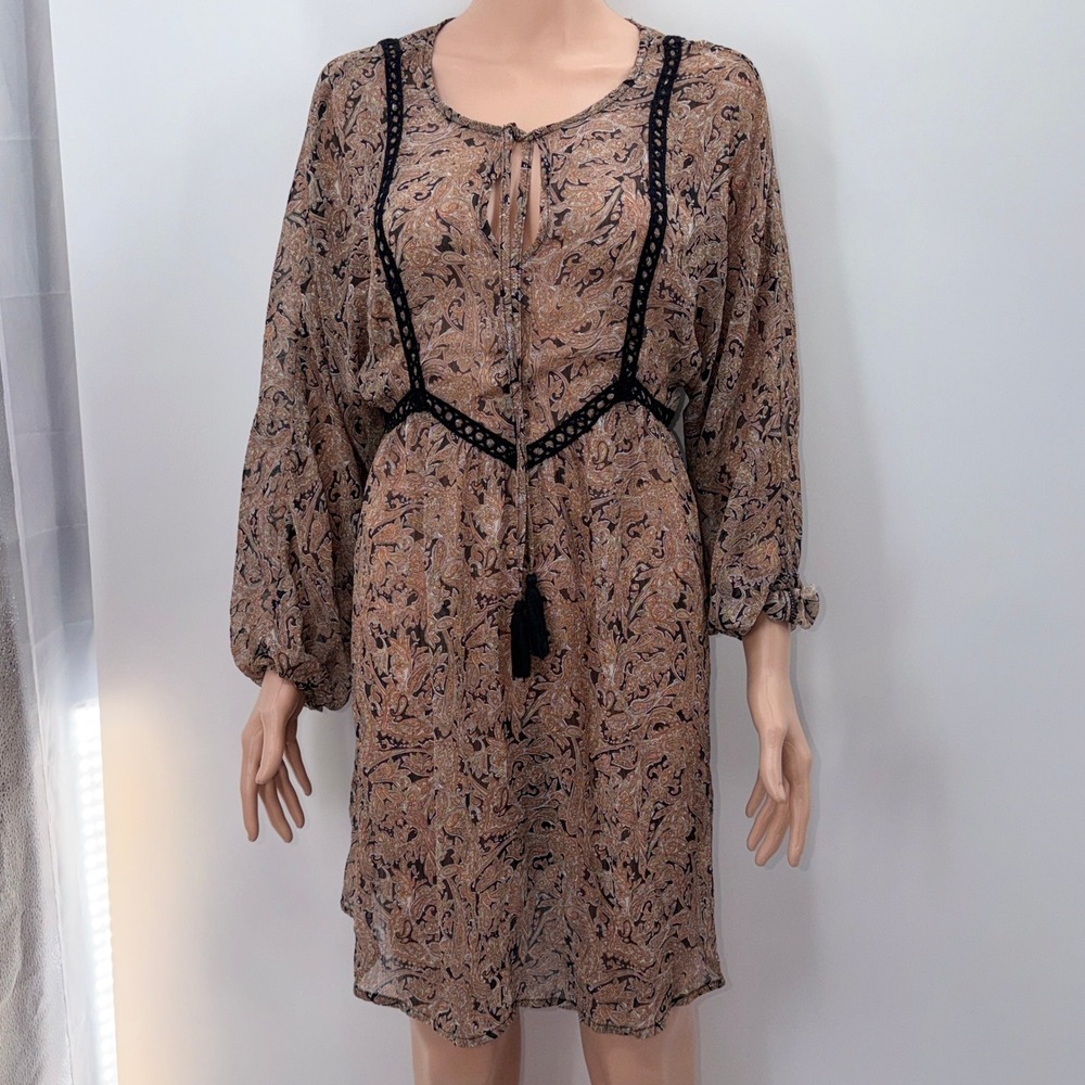 Prairiecore‎ S Paisley Boho Crochet Lace Tassel Mini Peasant Festival Hippie